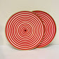 Set of 2 Stripe Plates with Gold Detail, Red